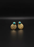 Aros enchape de oro 18 kilates con piedra turquesa