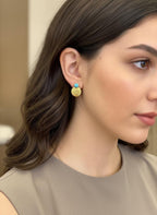 Aros enchape de oro 18 kilates con piedra turquesa